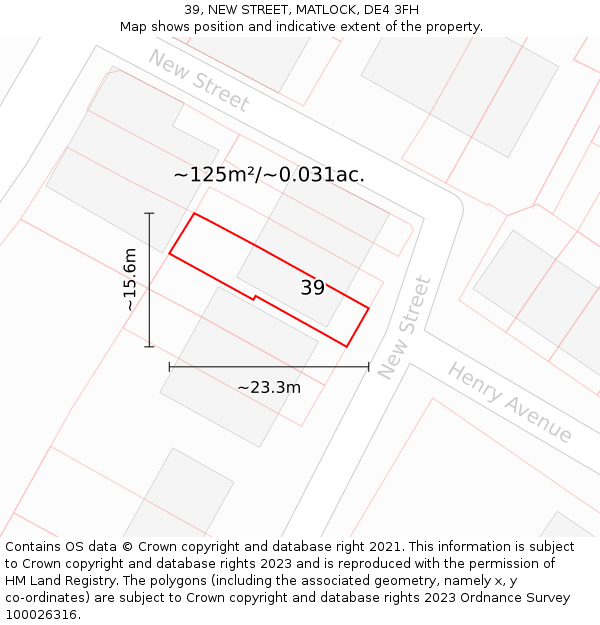 39, NEW STREET, MATLOCK, DE4 3FH: Plot and title map