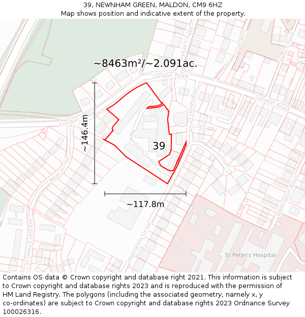 39, NEWNHAM GREEN, MALDON, CM9 6HZ: Plot and title map