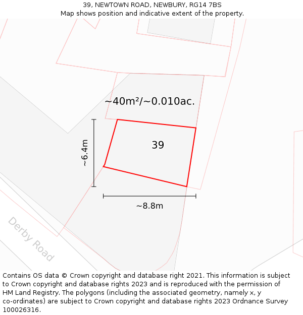39, NEWTOWN ROAD, NEWBURY, RG14 7BS: Plot and title map