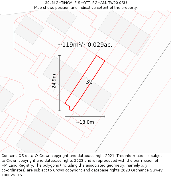 39, NIGHTINGALE SHOTT, EGHAM, TW20 9SU: Plot and title map