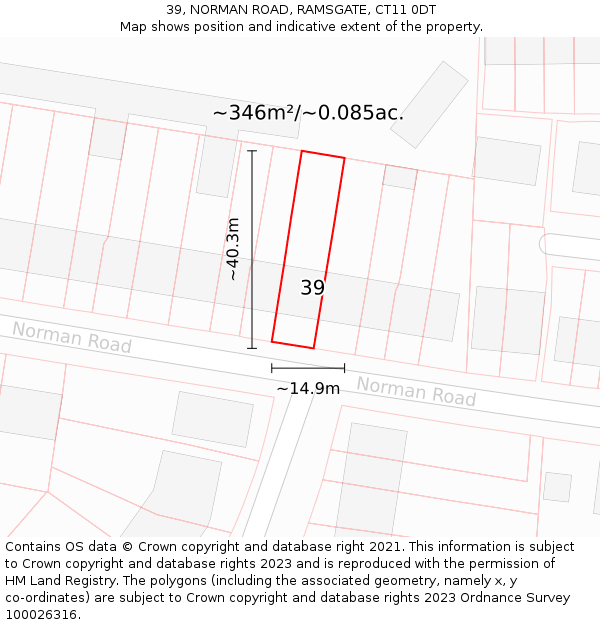 39, NORMAN ROAD, RAMSGATE, CT11 0DT: Plot and title map