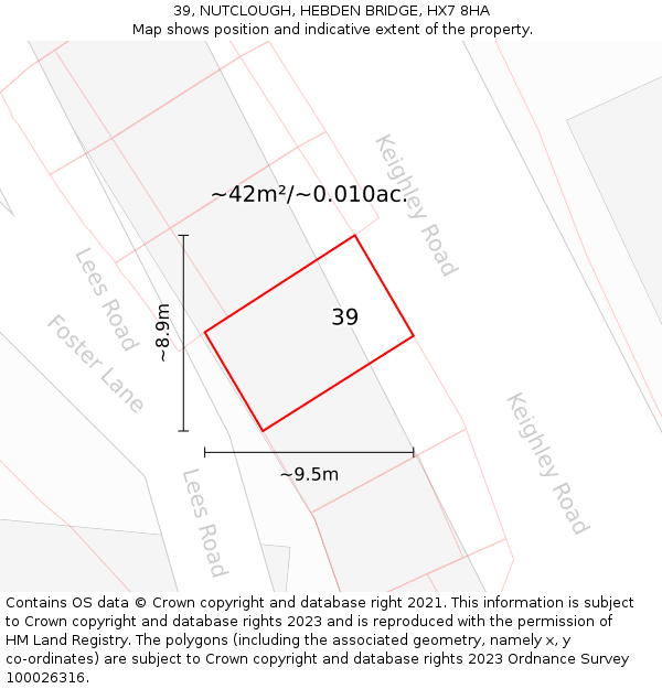 39, NUTCLOUGH, HEBDEN BRIDGE, HX7 8HA: Plot and title map