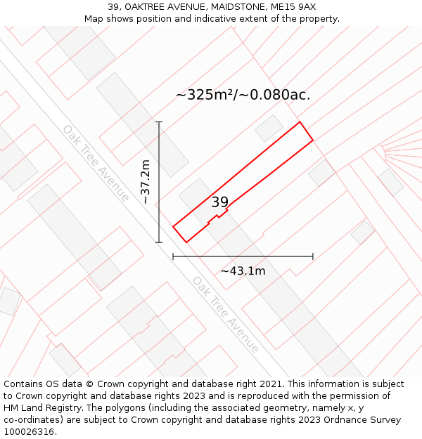 39, OAKTREE AVENUE, MAIDSTONE, ME15 9AX: Plot and title map