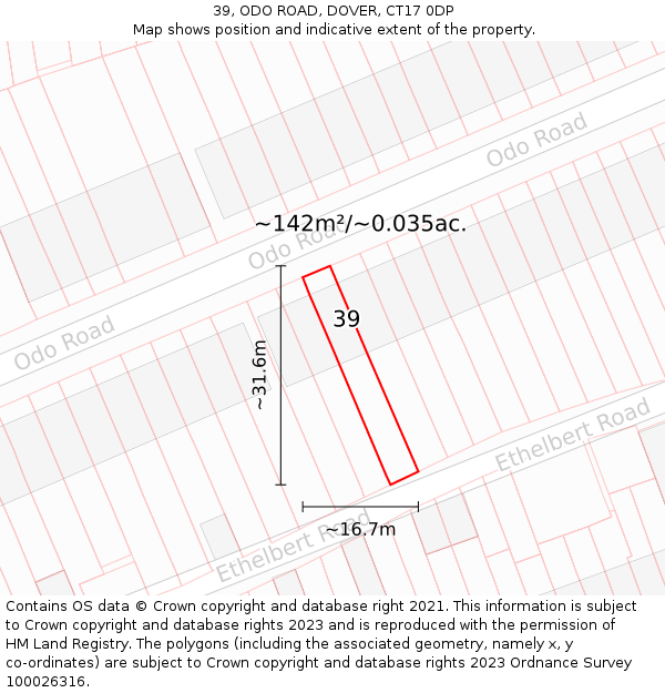 39, ODO ROAD, DOVER, CT17 0DP: Plot and title map