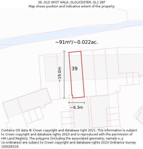 39, OLD SPOT WALK, GLOUCESTER, GL1 2BT: Plot and title map