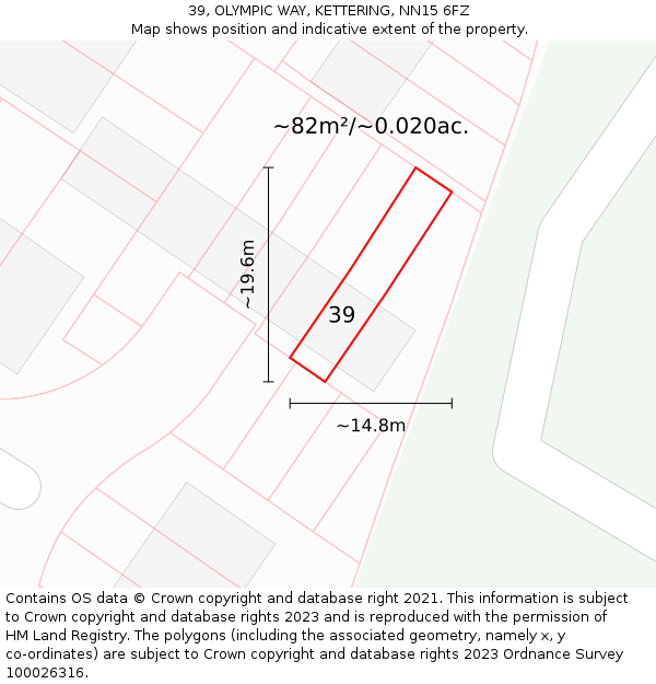 39, OLYMPIC WAY, KETTERING, NN15 6FZ: Plot and title map