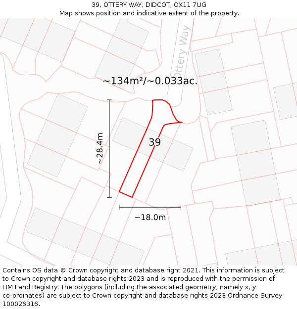 39, OTTERY WAY, DIDCOT, OX11 7UG: Plot and title map