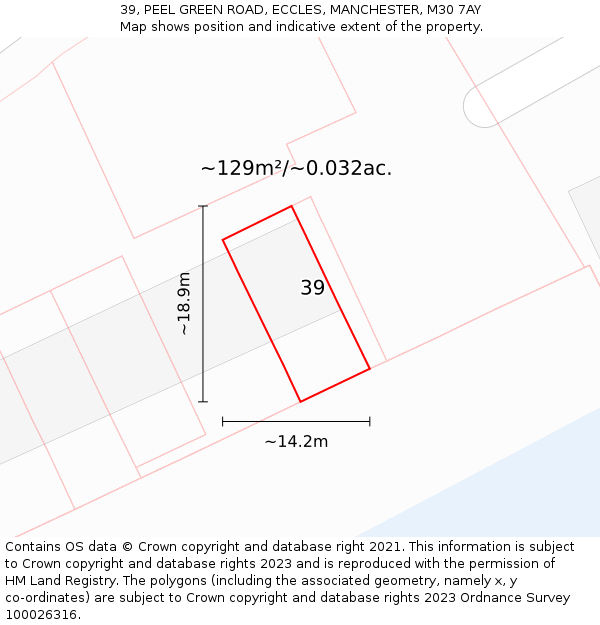 39, PEEL GREEN ROAD, ECCLES, MANCHESTER, M30 7AY: Plot and title map