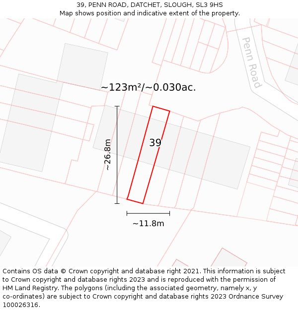 39, PENN ROAD, DATCHET, SLOUGH, SL3 9HS: Plot and title map