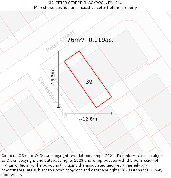 39, PETER STREET, BLACKPOOL, FY1 3LU: Plot and title map