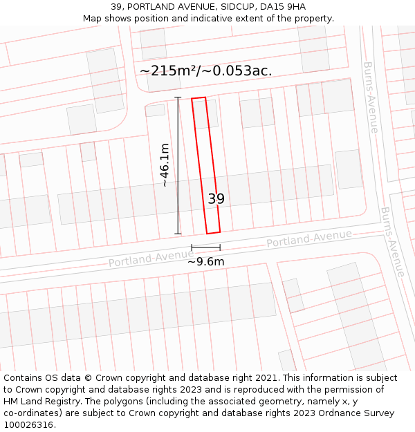 39, PORTLAND AVENUE, SIDCUP, DA15 9HA: Plot and title map