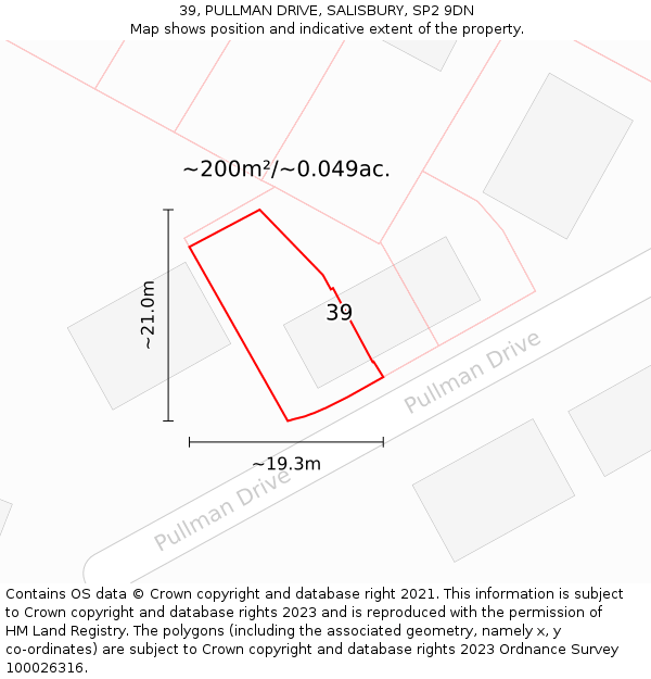39, PULLMAN DRIVE, SALISBURY, SP2 9DN: Plot and title map