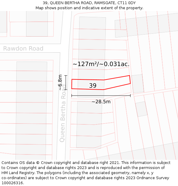 39, QUEEN BERTHA ROAD, RAMSGATE, CT11 0DY: Plot and title map
