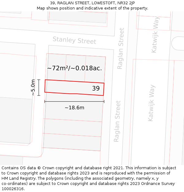 39, RAGLAN STREET, LOWESTOFT, NR32 2JP: Plot and title map