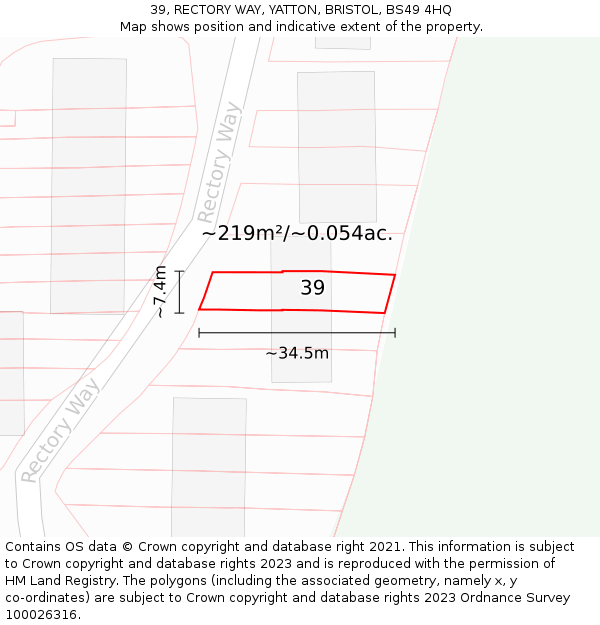 39, RECTORY WAY, YATTON, BRISTOL, BS49 4HQ: Plot and title map