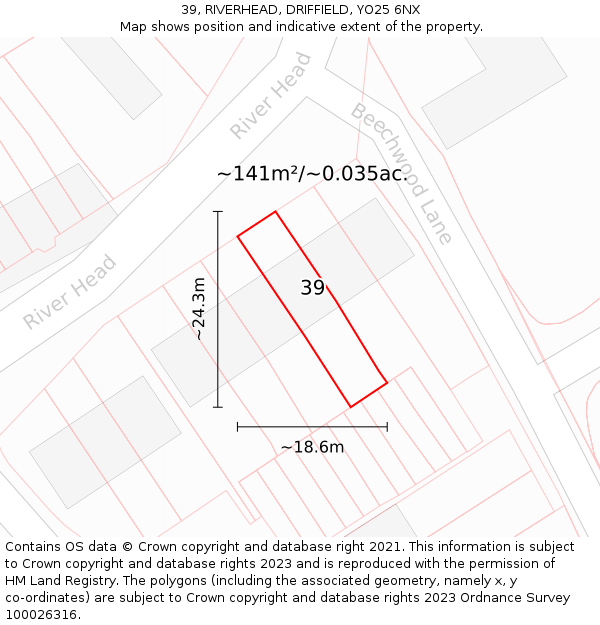 39, RIVERHEAD, DRIFFIELD, YO25 6NX: Plot and title map