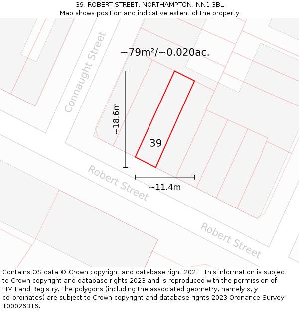39, ROBERT STREET, NORTHAMPTON, NN1 3BL: Plot and title map