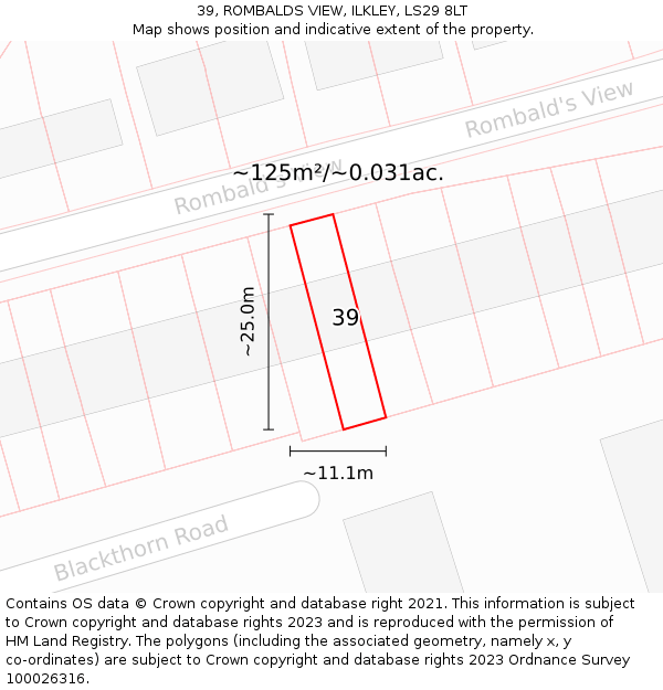 39, ROMBALDS VIEW, ILKLEY, LS29 8LT: Plot and title map
