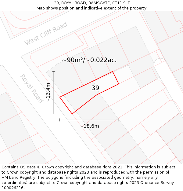39, ROYAL ROAD, RAMSGATE, CT11 9LF: Plot and title map