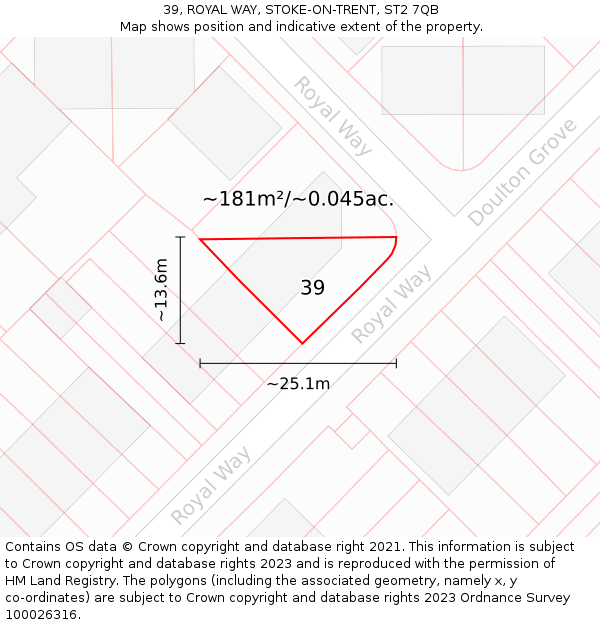 39, ROYAL WAY, STOKE-ON-TRENT, ST2 7QB: Plot and title map