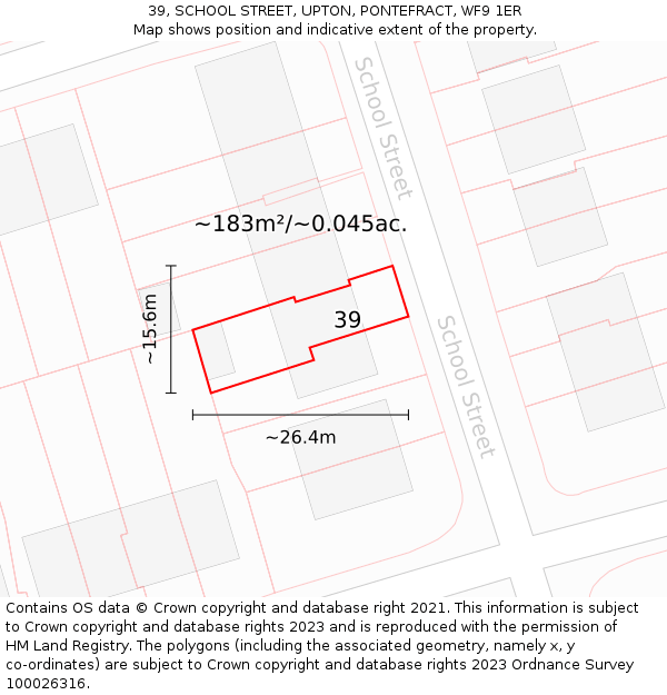 39, SCHOOL STREET, UPTON, PONTEFRACT, WF9 1ER: Plot and title map
