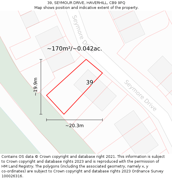 39, SEYMOUR DRIVE, HAVERHILL, CB9 9PQ: Plot and title map