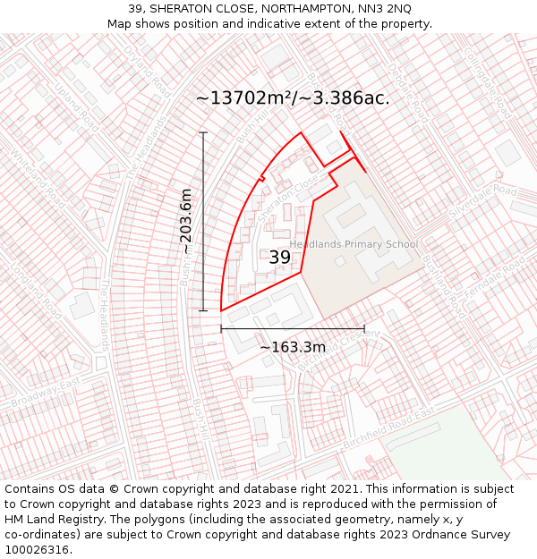 39, SHERATON CLOSE, NORTHAMPTON, NN3 2NQ: Plot and title map
