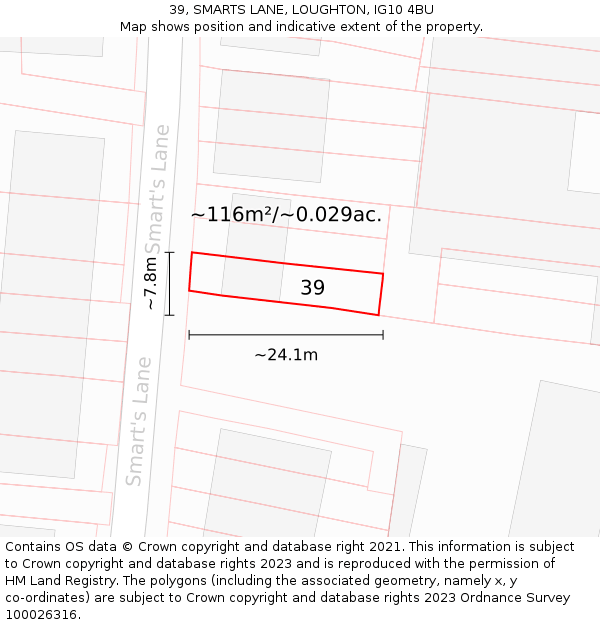 39, SMARTS LANE, LOUGHTON, IG10 4BU: Plot and title map
