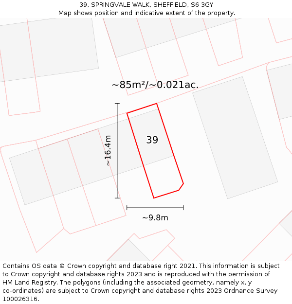 39, SPRINGVALE WALK, SHEFFIELD, S6 3GY: Plot and title map