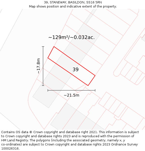 39, STANEWAY, BASILDON, SS16 5RN: Plot and title map