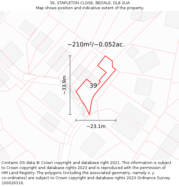 39, STAPLETON CLOSE, BEDALE, DL8 2UA: Plot and title map