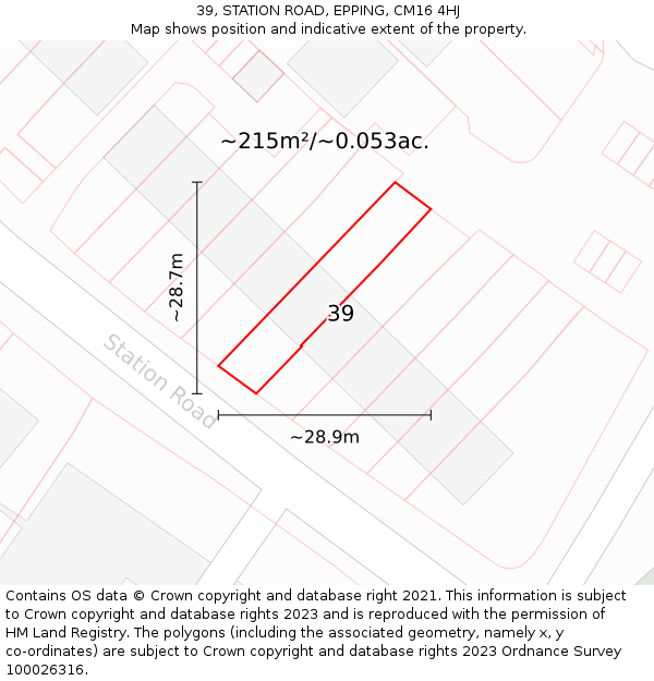 39, STATION ROAD, EPPING, CM16 4HJ: Plot and title map