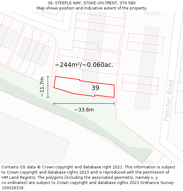 39, STEEPLE WAY, STOKE-ON-TRENT, ST4 5BX: Plot and title map