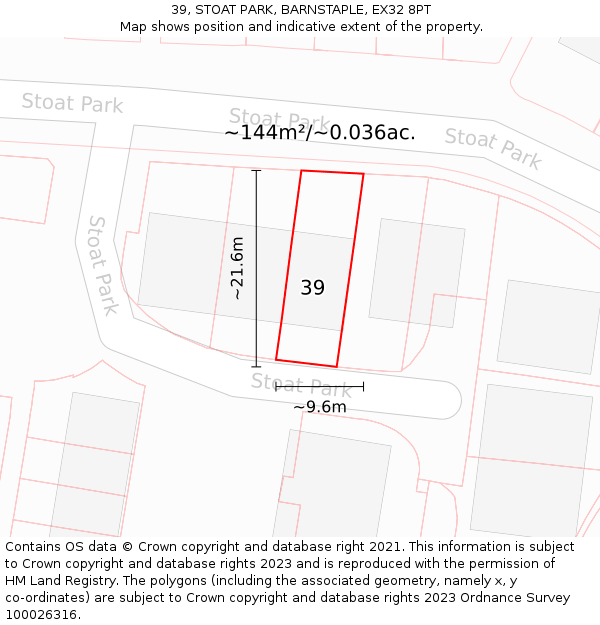 39, STOAT PARK, BARNSTAPLE, EX32 8PT: Plot and title map