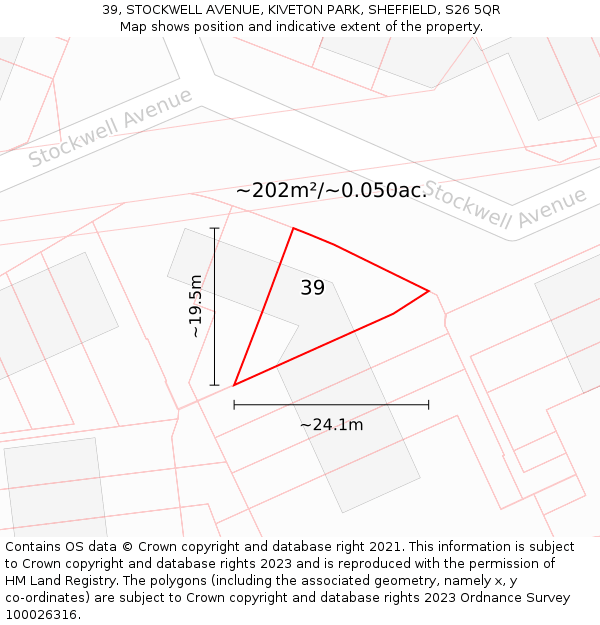 39, STOCKWELL AVENUE, KIVETON PARK, SHEFFIELD, S26 5QR: Plot and title map