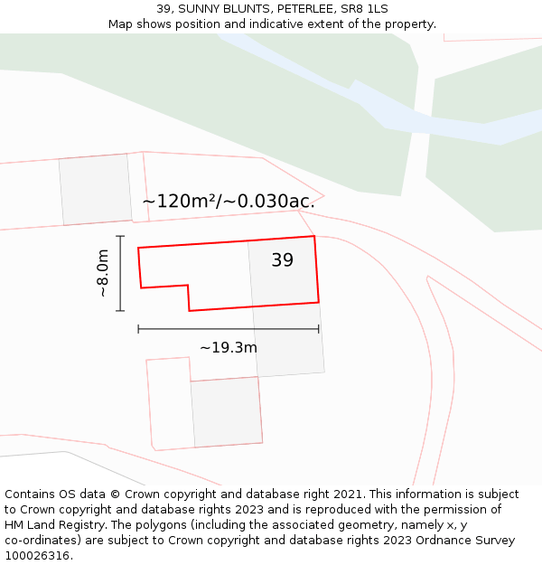 39, SUNNY BLUNTS, PETERLEE, SR8 1LS: Plot and title map