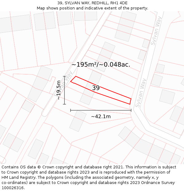 39, SYLVAN WAY, REDHILL, RH1 4DE: Plot and title map