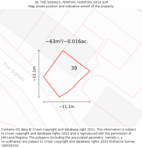 39, THE SIGNALS, FENITON, HONITON, EX14 3UP: Plot and title map