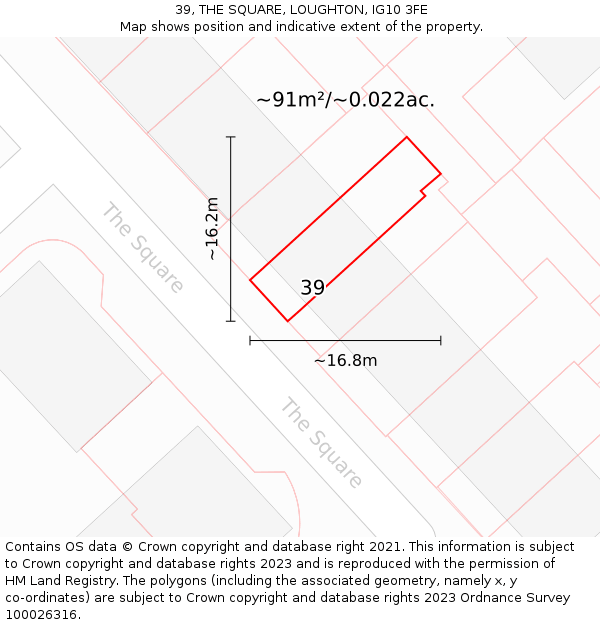 39, THE SQUARE, LOUGHTON, IG10 3FE: Plot and title map