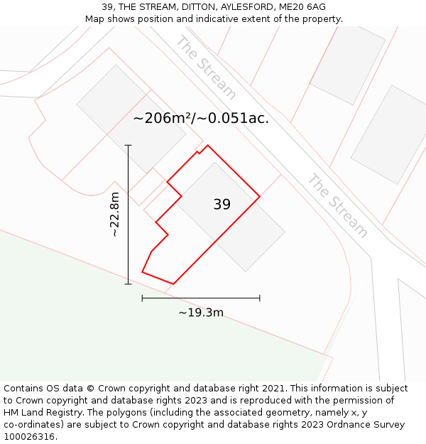 39, THE STREAM, DITTON, AYLESFORD, ME20 6AG: Plot and title map