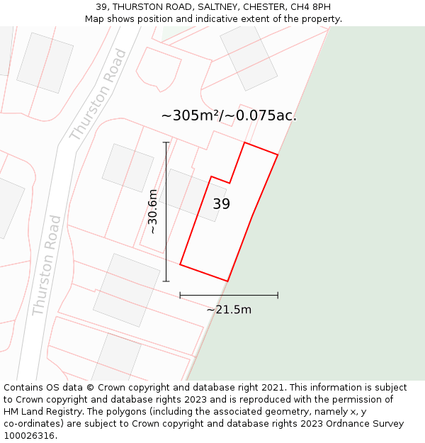 39, THURSTON ROAD, SALTNEY, CHESTER, CH4 8PH: Plot and title map