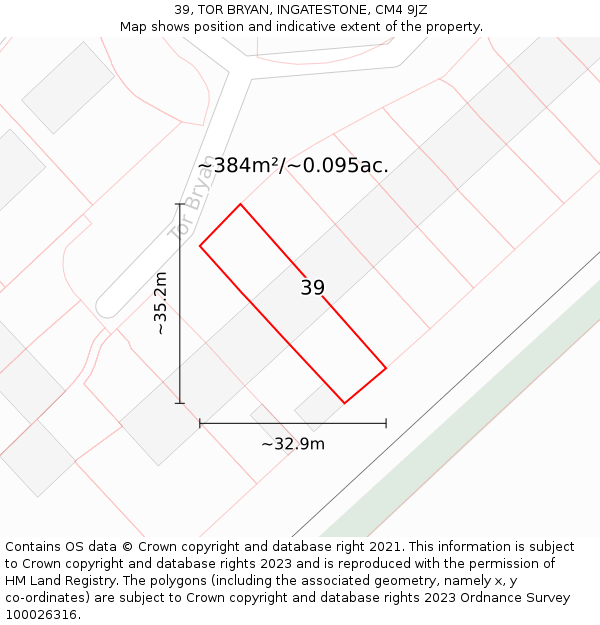 39, TOR BRYAN, INGATESTONE, CM4 9JZ: Plot and title map