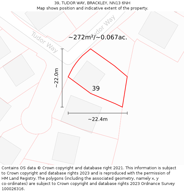 39, TUDOR WAY, BRACKLEY, NN13 6NH: Plot and title map