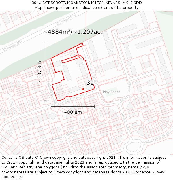 39, ULVERSCROFT, MONKSTON, MILTON KEYNES, MK10 9DD: Plot and title map