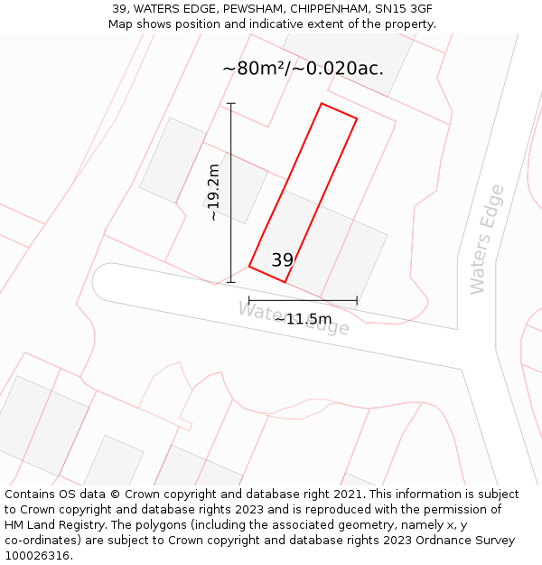 39, WATERS EDGE, PEWSHAM, CHIPPENHAM, SN15 3GF: Plot and title map