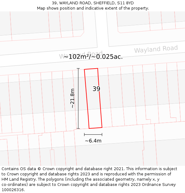 39, WAYLAND ROAD, SHEFFIELD, S11 8YD: Plot and title map