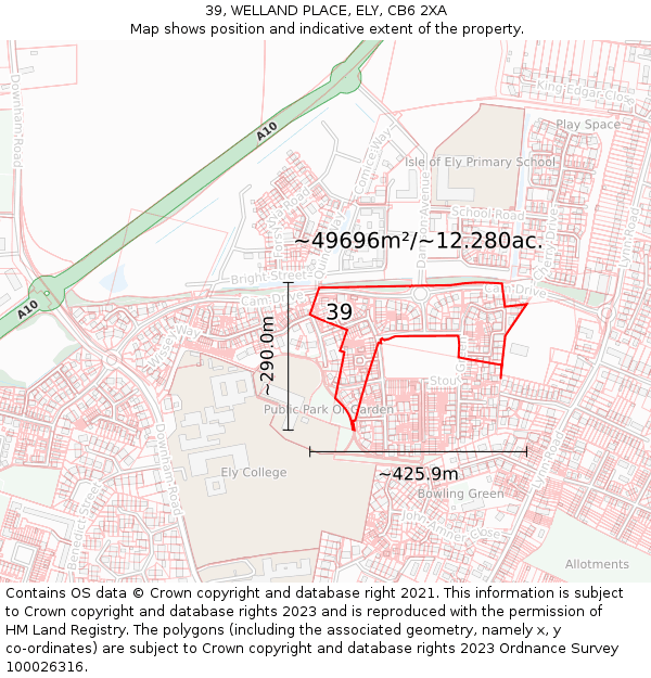 39, WELLAND PLACE, ELY, CB6 2XA: Plot and title map