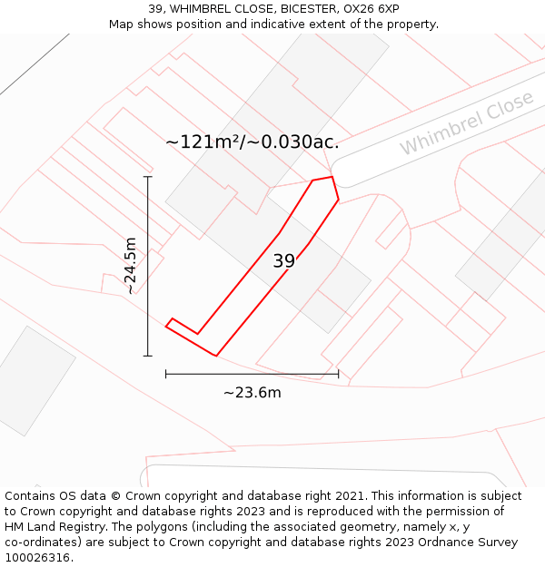 39, WHIMBREL CLOSE, BICESTER, OX26 6XP: Plot and title map