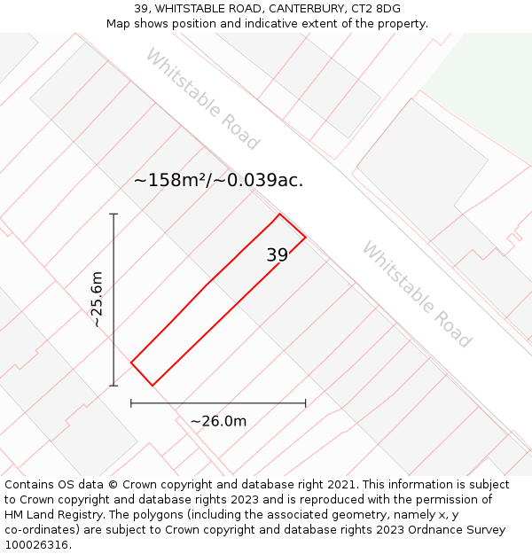 39, WHITSTABLE ROAD, CANTERBURY, CT2 8DG: Plot and title map