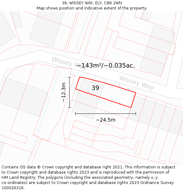 39, WISSEY WAY, ELY, CB6 2WN: Plot and title map